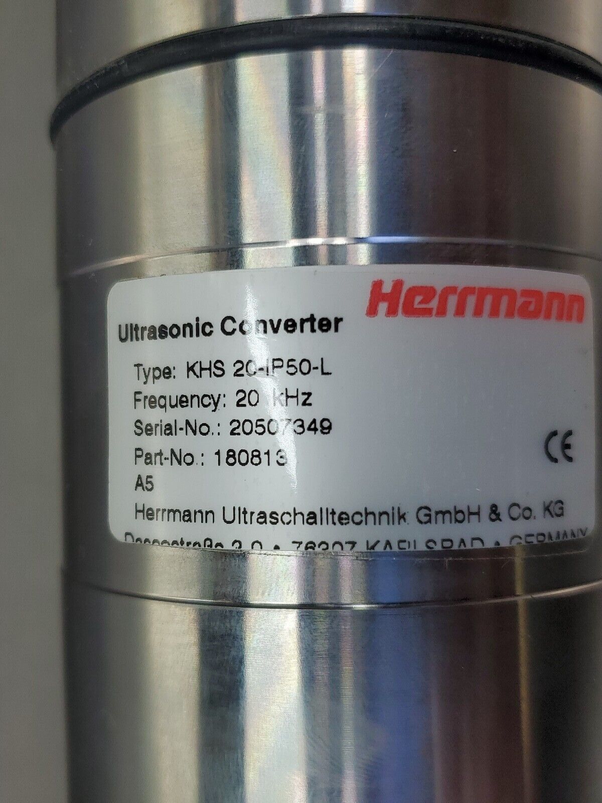 Herrmann KHS 20-IP50-L Ultrasonic Converter 20kHz w/HU74.736/1 Booster ...