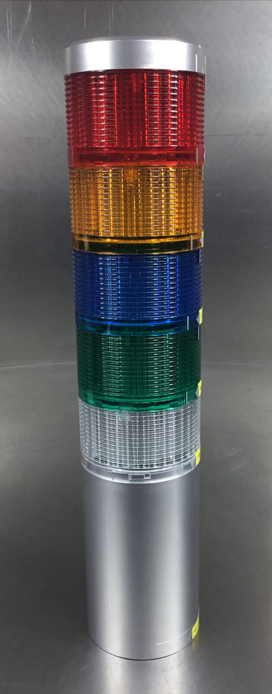 Patlite LED Stk Light LU7-02 + LU7-E Clear,Amber,Green,Blue & Red Warnings 3E-27