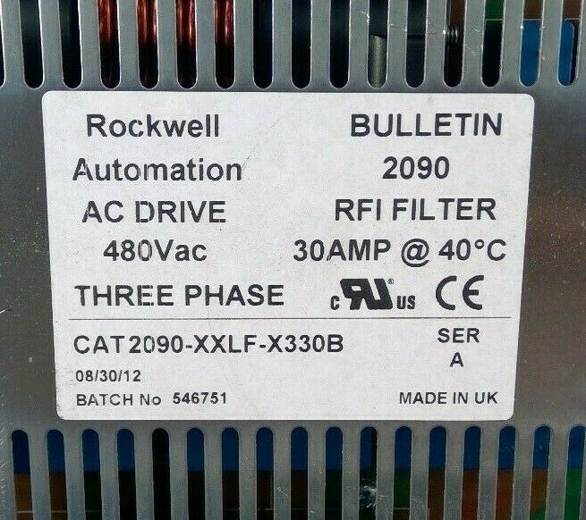 Rockwell Automation 2090-XXLF-X330B Ser A 3 Phase AC Drive 480VAC RFI Filter  1D