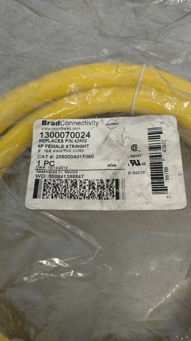 BRAD CONNECTIVITY 1300070024 6P Female Straight Cable 6A