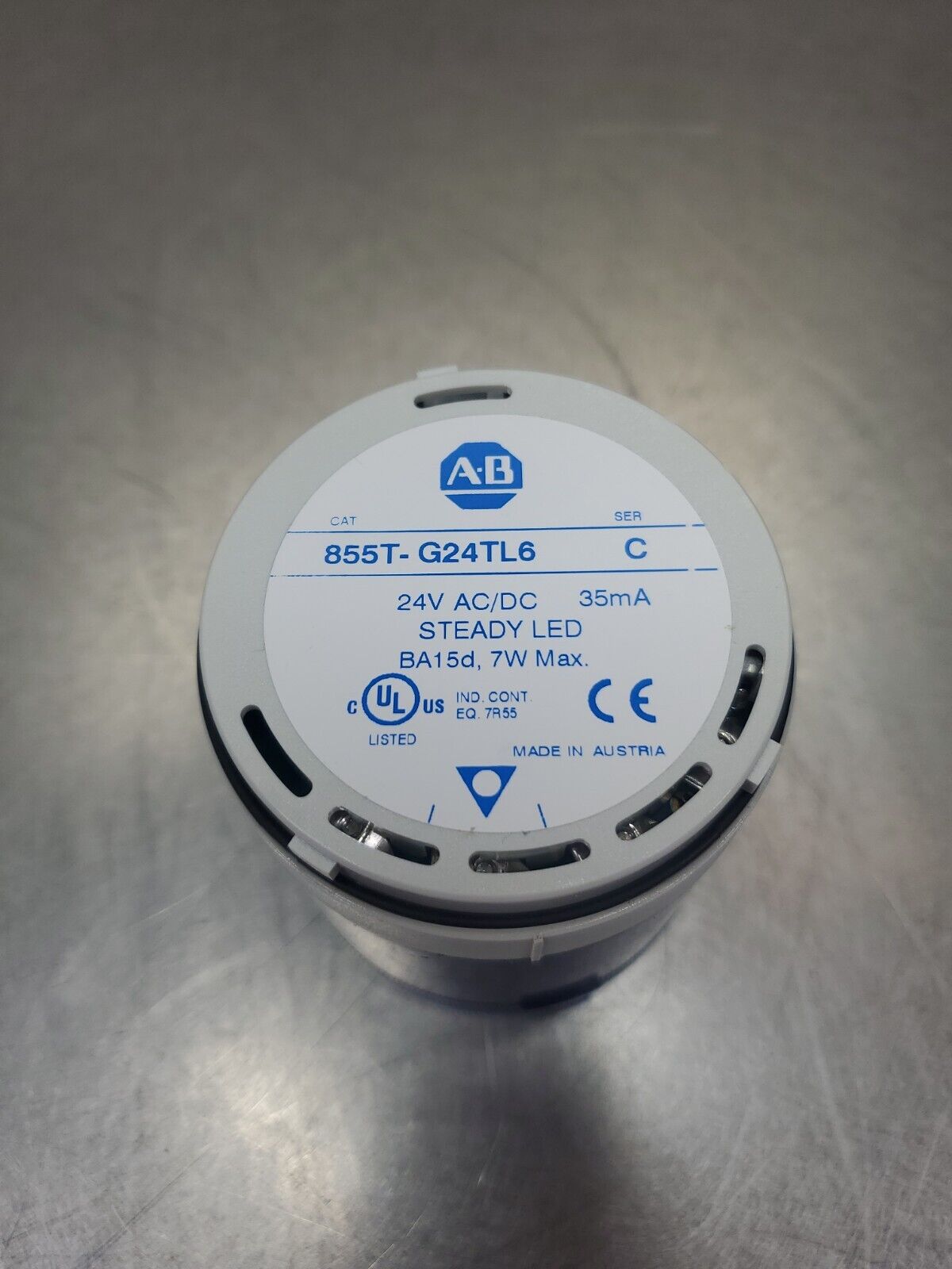 ALLEN BRADLEY 855T-G24TL6 SER C, CONTROL TOWER STACK LIGHT - BLUE.         3E-17