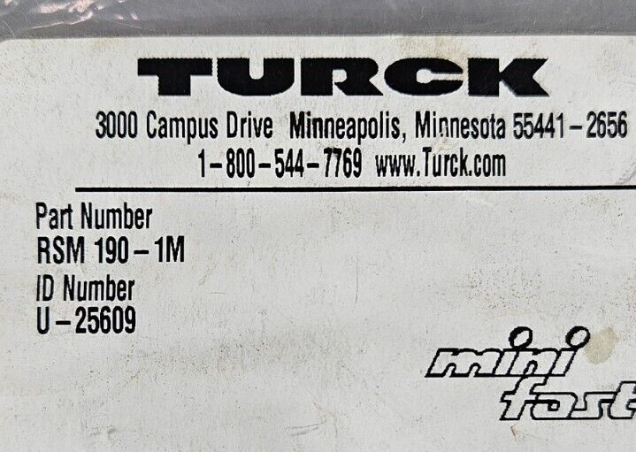 TURCK RSM 190-1M Cordset.                                              Loc5D-21