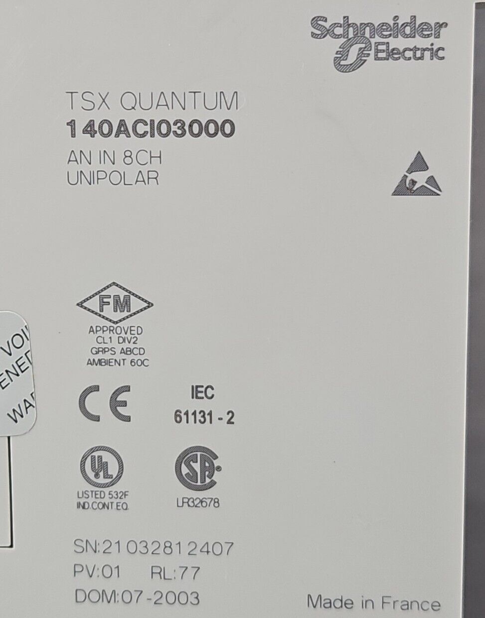 Schneider 140ACI03000 ANALOG IN Without Terminal.                       Loc3B-27