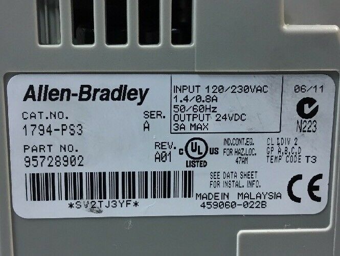 Allen Bradley 1794-PS3 /A 24V Power Supply      Loc.3A