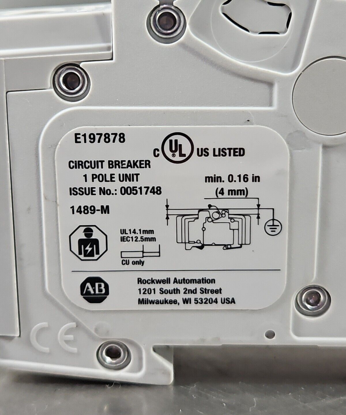 Allen Bradley 1489-M1C030. Ser D. Circuit Breaker.                         4E-22
