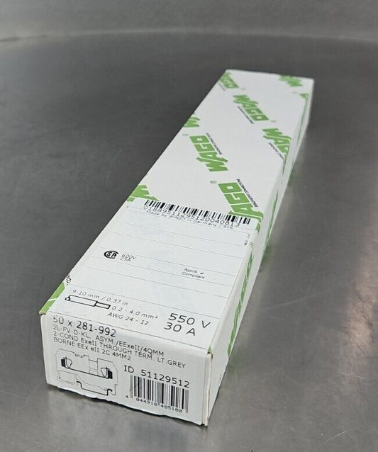 WAGO 281-992 Conductor Through Terminal Block - Box of 50               Loc3E-43