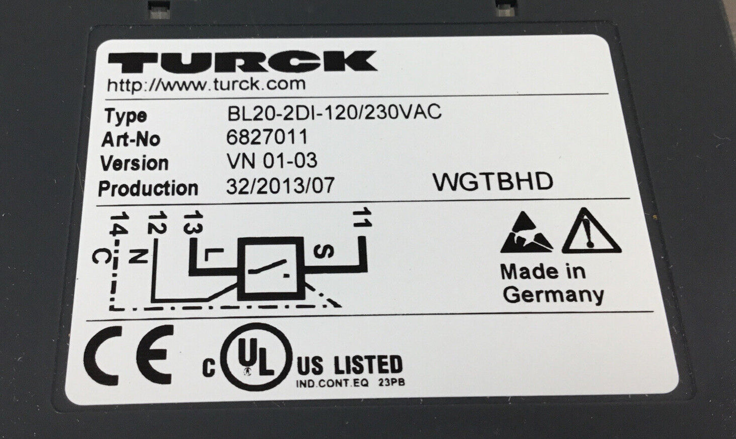 TURCK  BL20-2DI-120/230VAC  Digital Electronic Input Module    3D-30