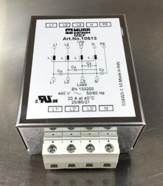 MURR ELEKTRONIK  10513  MEF EMC-FILTER 3-PHASE 440VAC 20A    4C