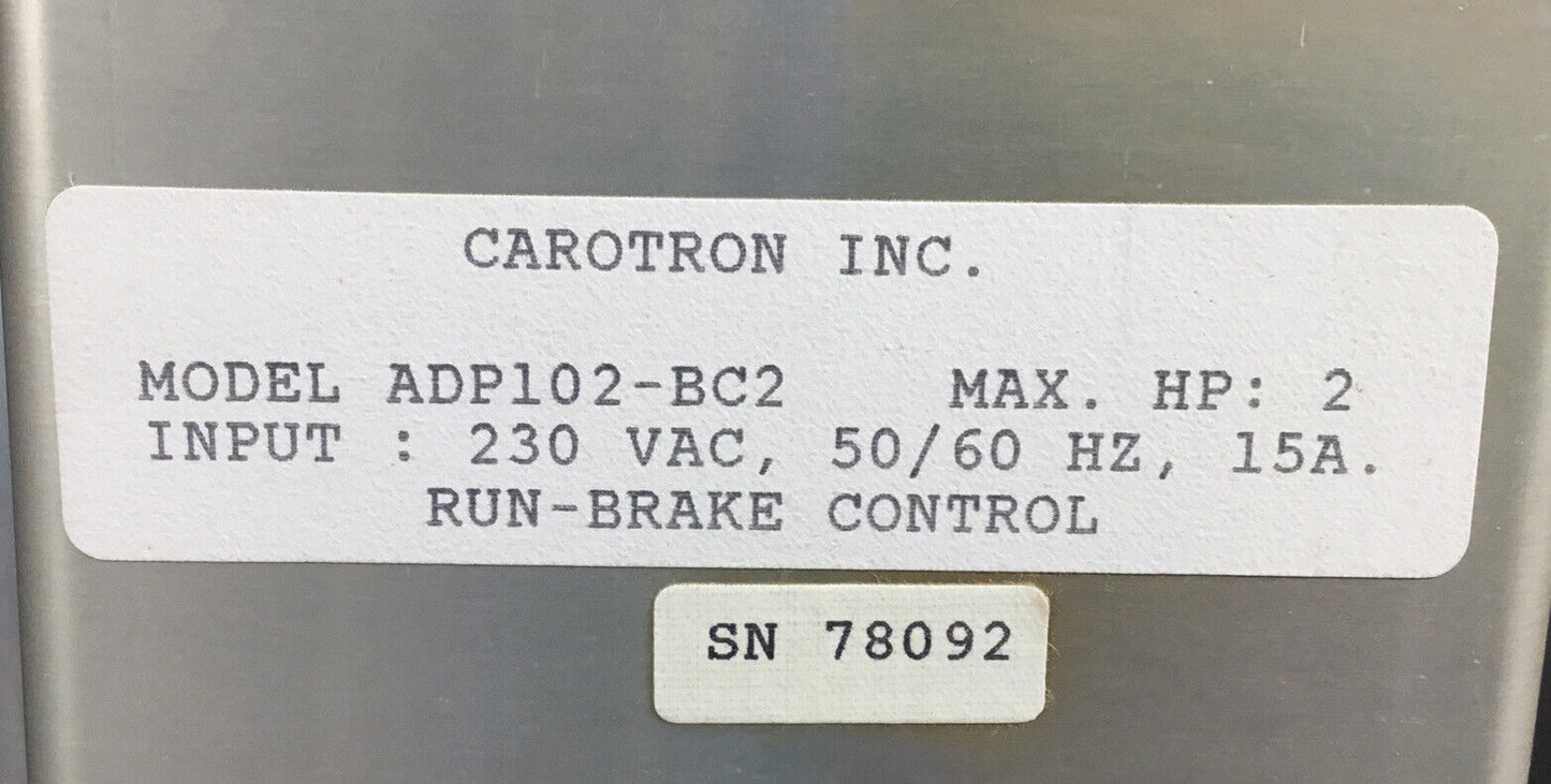 CAROTRON DRIVE ADP100 SERIES  ADP102-BC2 2HP 230VAC 50/60Hz 15A    1C