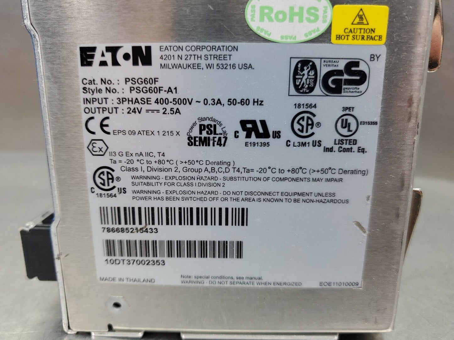 Eaton PSG60F-A1 24VDC 2.5A Power Supply.                                    4B-1