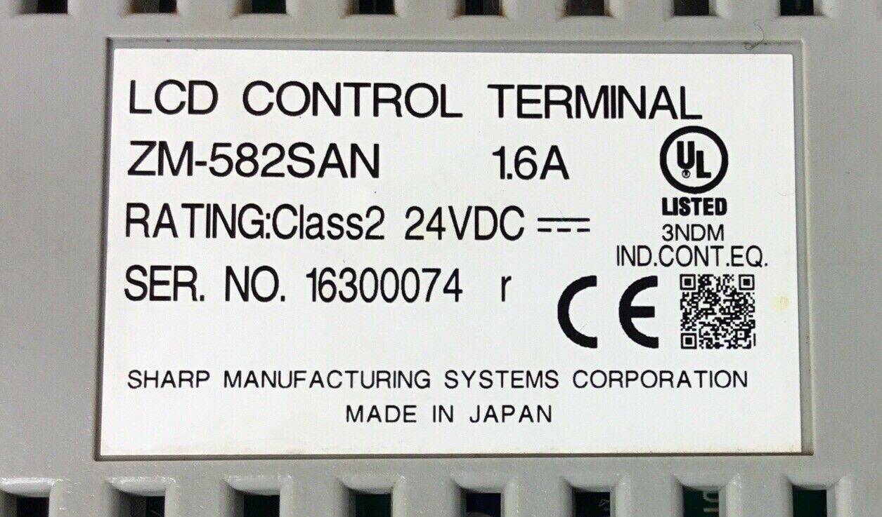 SHARP ZM-582SAN LCD CONTROL TERMINAL  12.1” 1.6A 24VDC  2E