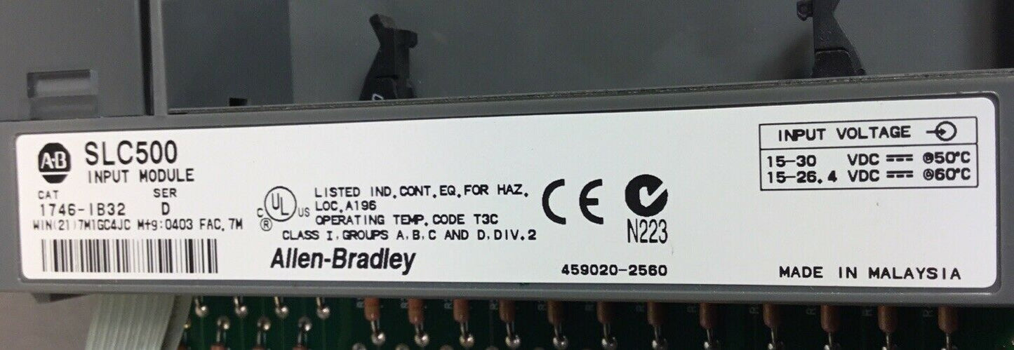 Allen-Bradley SLC 500 1746-IB32 Series D Input Module  DC-SINK      3D-16