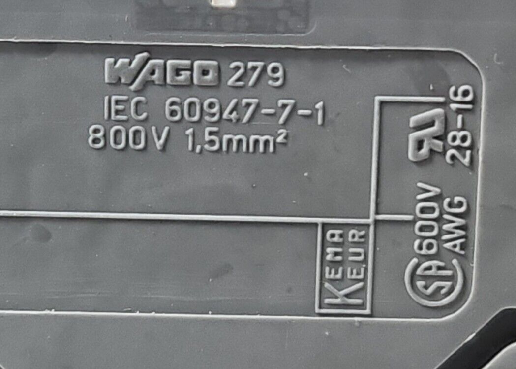 WAGO 279-626 Conductor Through Terminal Block- Lot of 5.                Loc3D-19