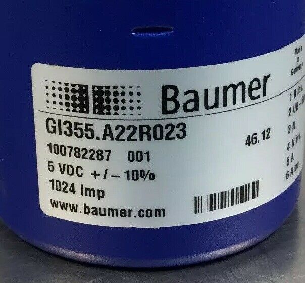 BAUMER ELECTRIC GI355.A22R023 INCREMENTAL ENCODER 5VDC Loc.1A