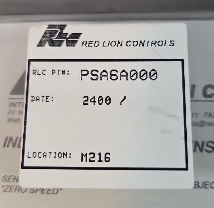 RED LION CONTROLS PSA6A000 Sensor.                                     Loc5E-25