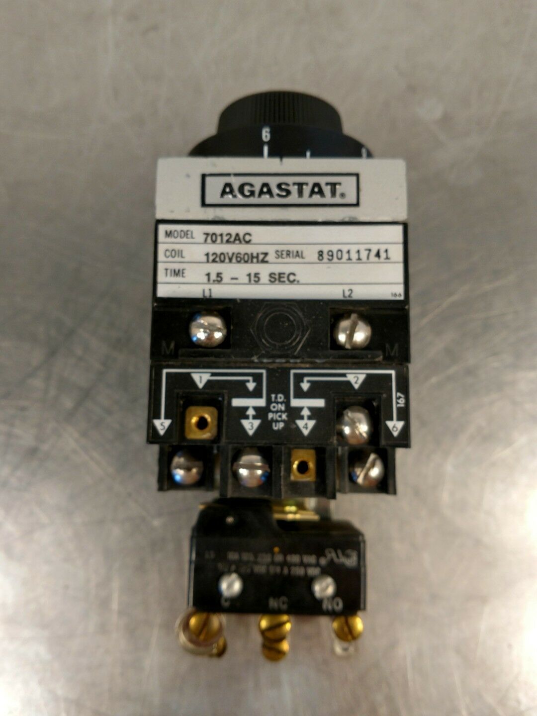 Agastat 7012AC Timing Relay 1.5-15 Seconds 120V 60Hz 4D