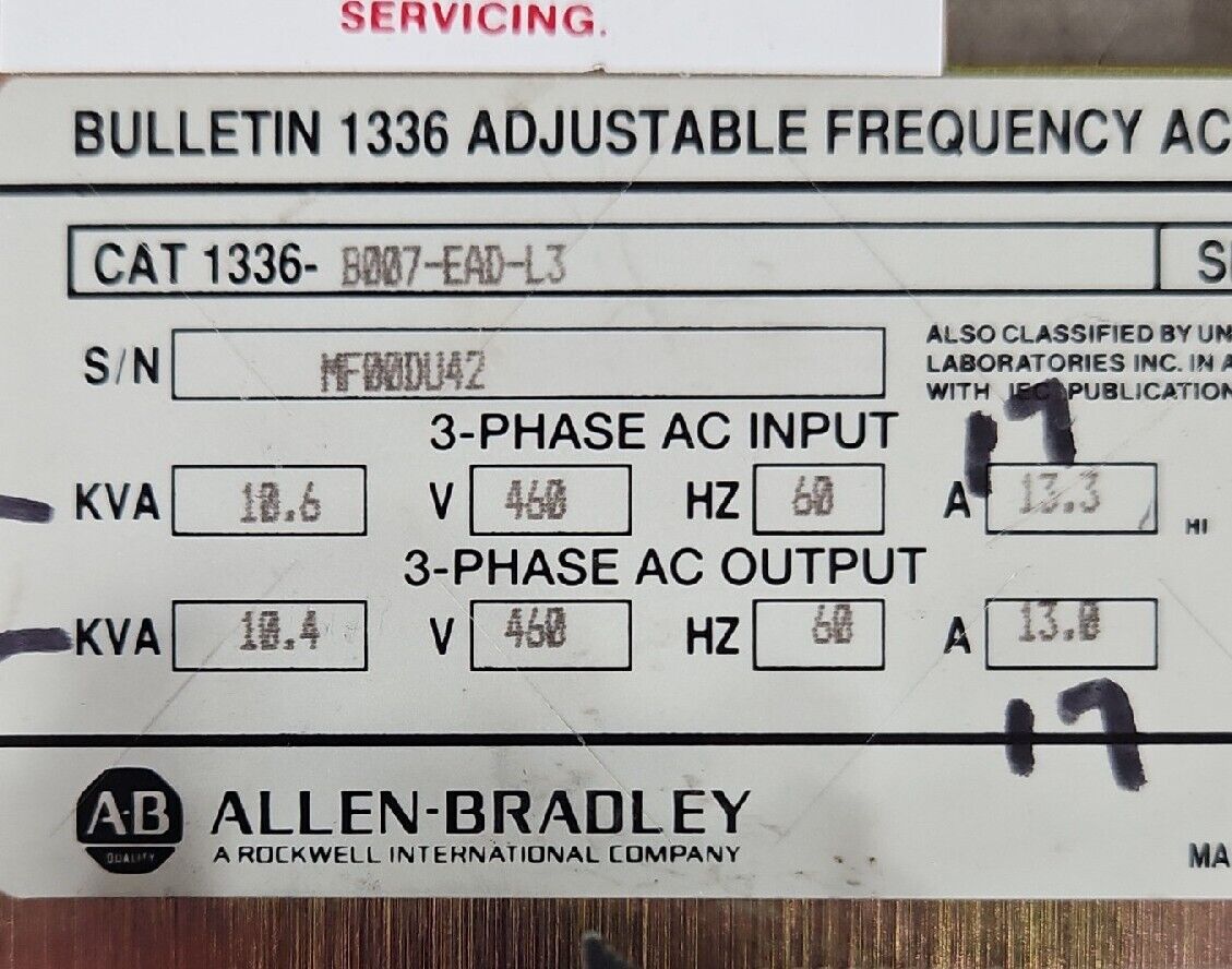 ALLEN BRADLEY BULLETIN 1336 148363 RV. 02 DRIVE BOARD.              Loc 3E-22