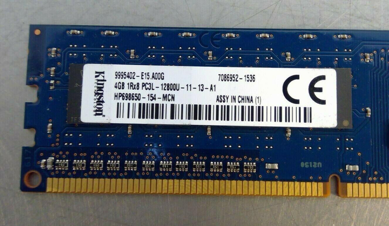 Kingston - 4GB 1Rx8 PC3L-12800U-11-13-A1 - HP698650-154-MCN ; HP 698650-154 3D-1