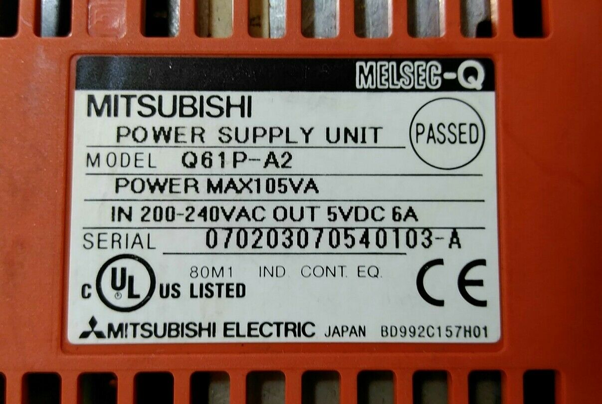 Mitsubishi MELSEC Q61P-A2 Power Supply in 200-240VAC out 5VDC 6A.  4B