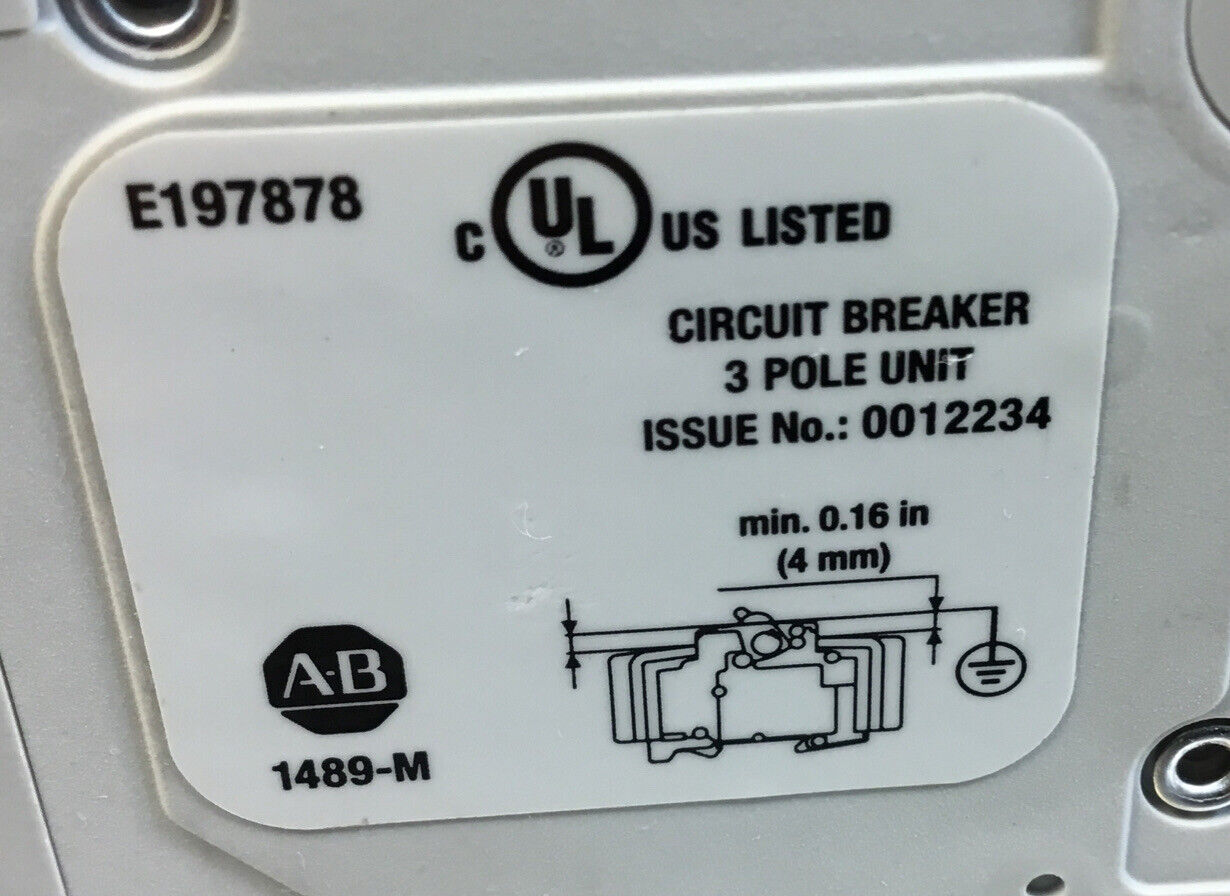 ALLEN BRADLEY 1489-M + 1489-AMST2 CIRCUIT BREAKER SHUNT TRIP 3 Pole 10A   4C