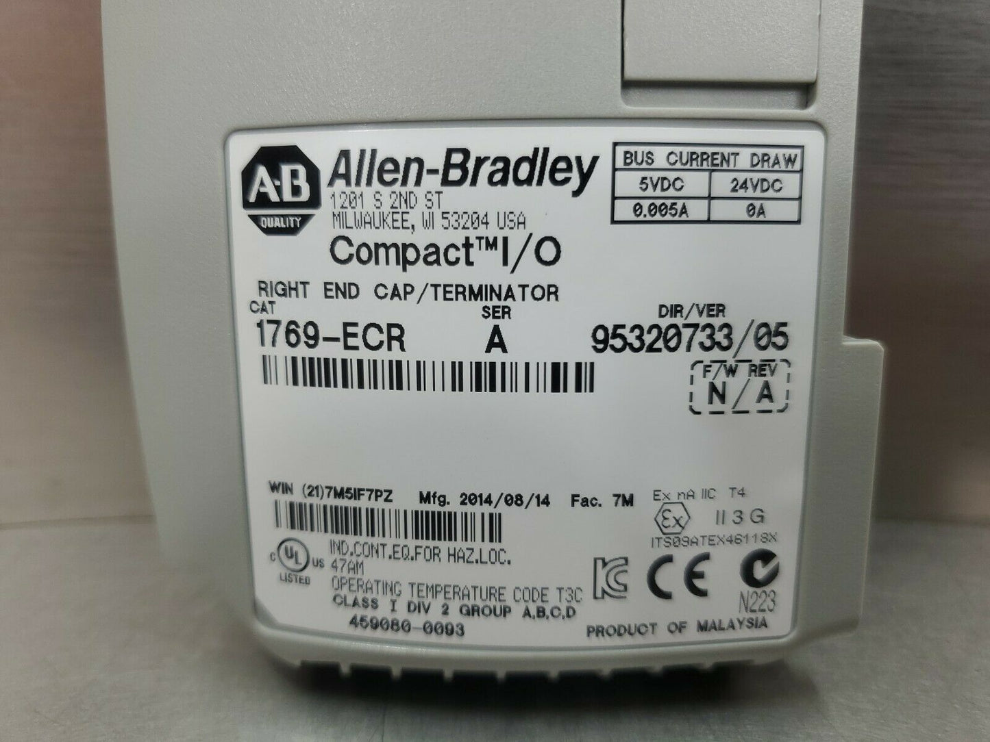 Allen-Bradley 1769-ECR Series A Compact I/O Right End Cap/ Terminator   3D-19