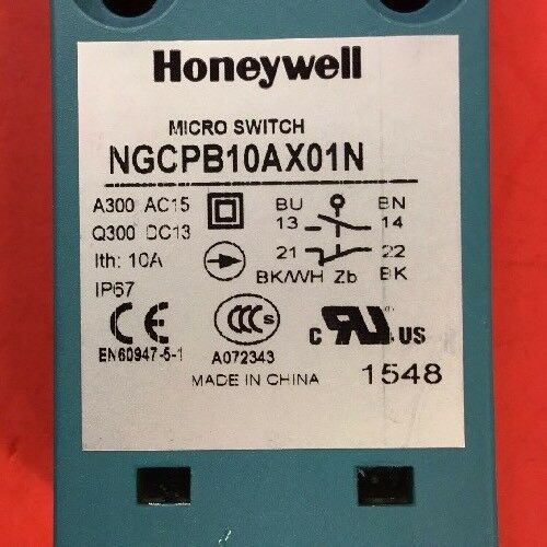 Honeywell NGCPB10AX01N Pusher Limit Switch Metal 1 NO 1 NC 10 Amp     6A
