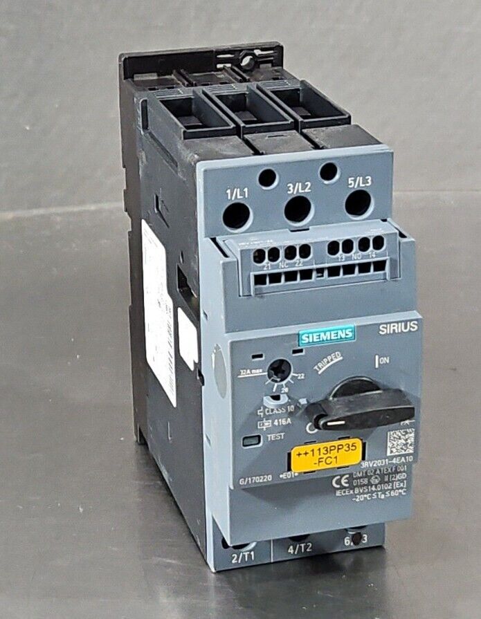 SIEMENS SIRIUS 3RV2031-4EA10 MOTOR CONTROLLER CIRCUIT BREAKER.             4E-18
