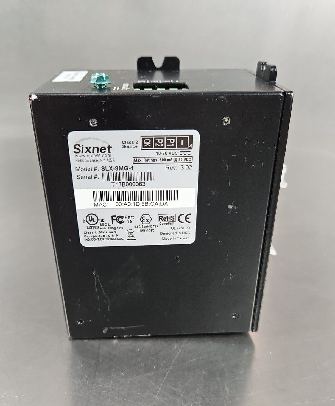 Sixnet SLX-8MG-1 Managed Industrial Ethernet Gigabit 8-Port Switch     Loc 3D-3