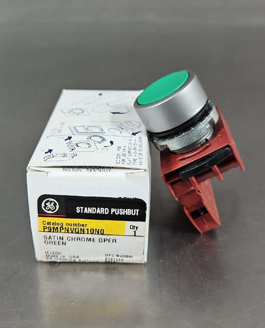 GE P9MPNVGN10N0. Green Lens Pushbutton Switch.                          Loc 4E-8