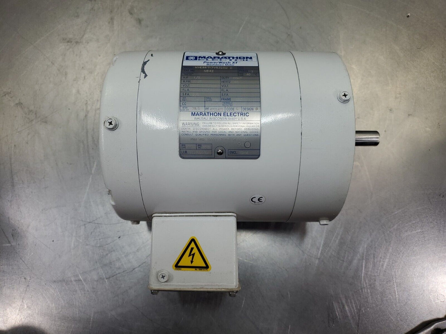 MARATHON POWERWASH XT 1/2 HP 1725RPM WASHDOWN MOTOR.                          1E