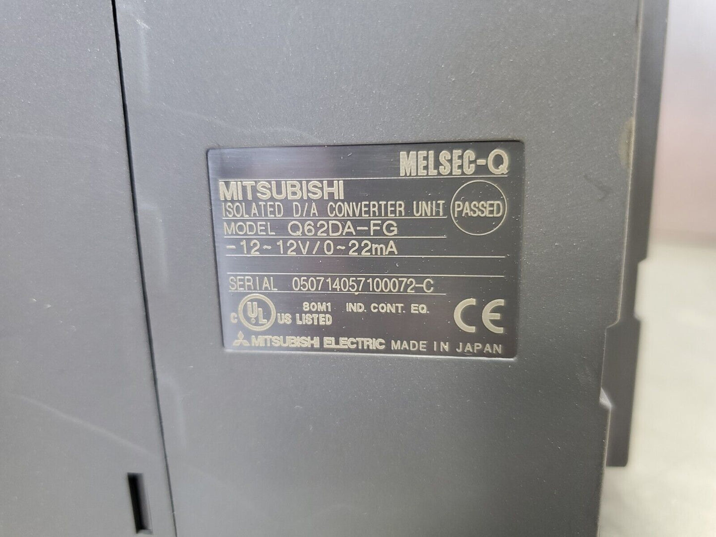 Lot of 2 Mitsubishi Q62DA-FG Isolated D/A Converter -Missing Face Plate.  3C-22