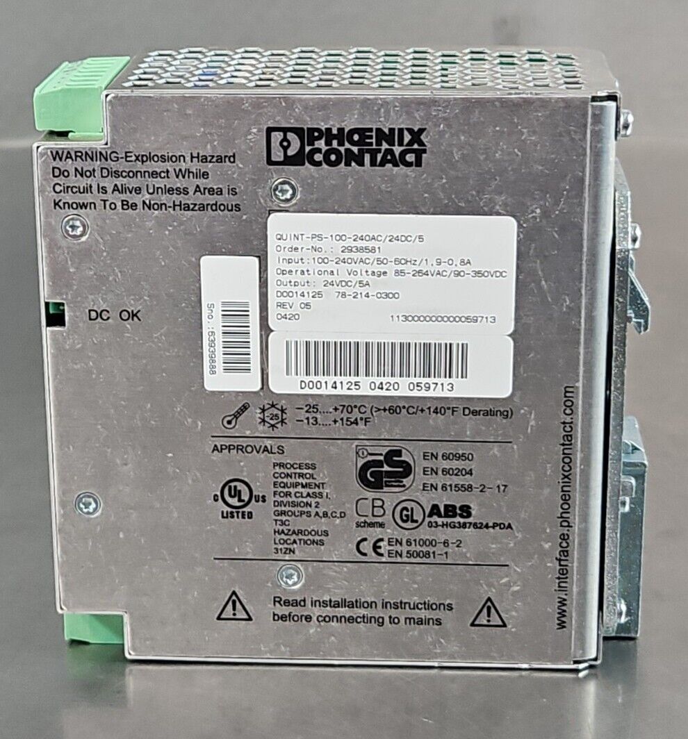 Phoenix Contact QUINT -PS-100-240AC/24DC/5 Power Supply.        4D-21