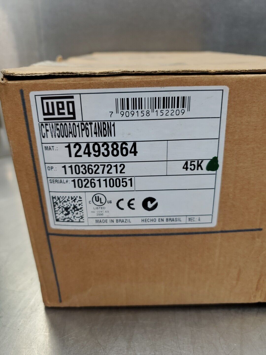WEG CFW500A01P6T4NBN1 Inverter Drive, 3Ph, 1.6A, 0-500Hz 380-480VAC           1E