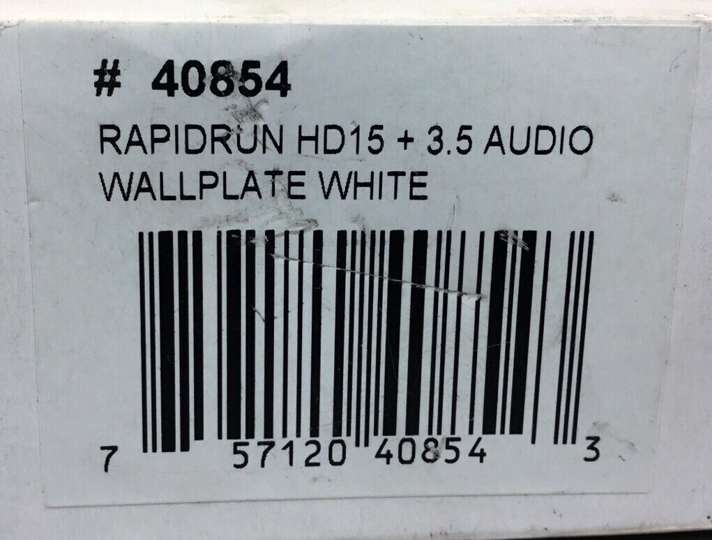 RAPIDRUN #40854 HD15 + 3.5 AUDIO WALLPLATE WHITE.    4H