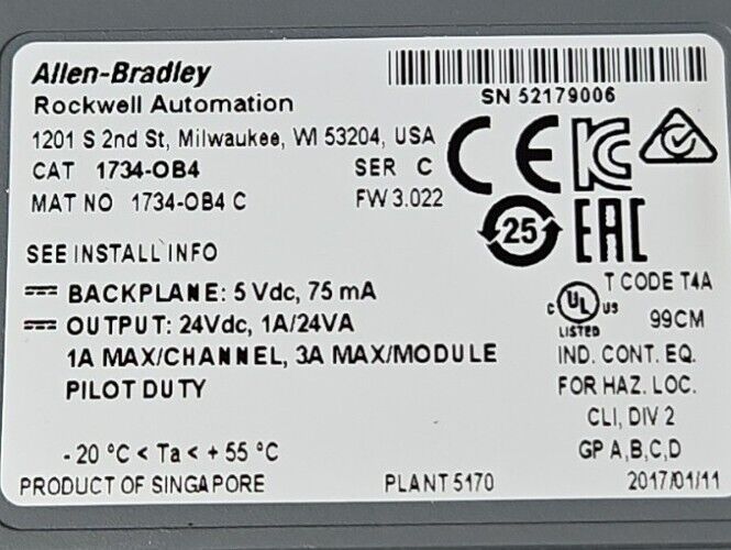 Allen-Bradley 1734-OB4 Ser.C / 1734-TOPS.  PLC Output Module.      3B-18