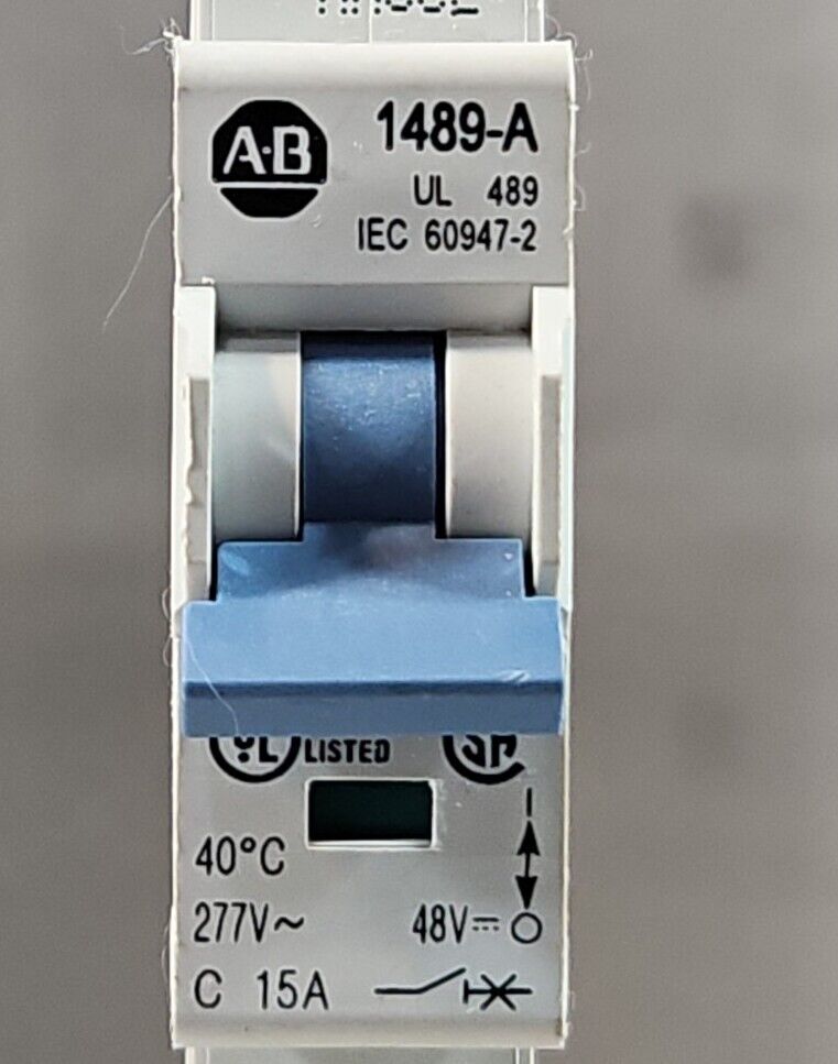 Allen Bradley 1489-A1C150 Ser A Circuit Breaker 1-Pole 15A 277VAC.         4D-19