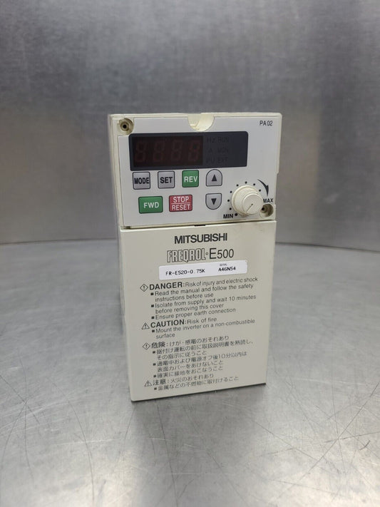 Mitsubishi Electric FR-E520-0.75K Inverter Drive - MISSING HMI PLATE.      1B-12