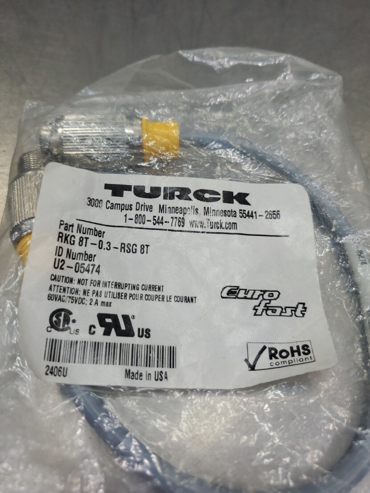 TURCK RKG 8T-0.3-RSG 8T Cordset                                      3D-31