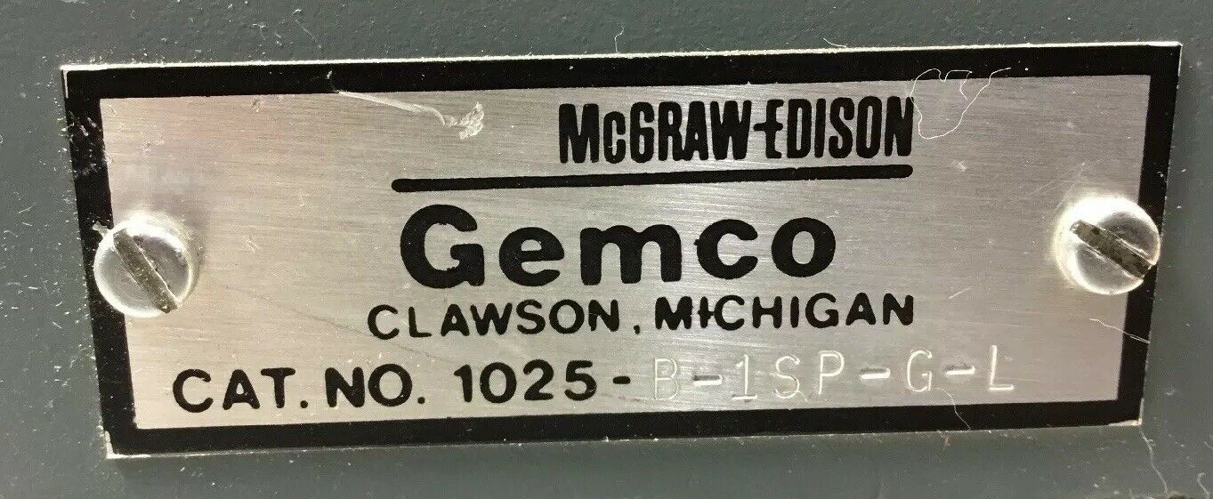McGraw-Edison Gemco 1025-B-1SP-G-L Safety Foot Switch   5F