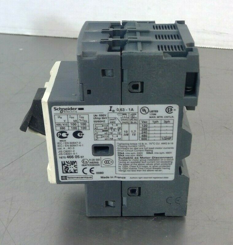 Schneider Electric - GV2ME05 - Manual Starter 0.63-1 A                        4G