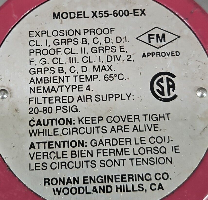 Ronan Eng X55-600-EX-1SM/ X55600EX1XM. Current to Pressure Transducer.  Loc6D-22