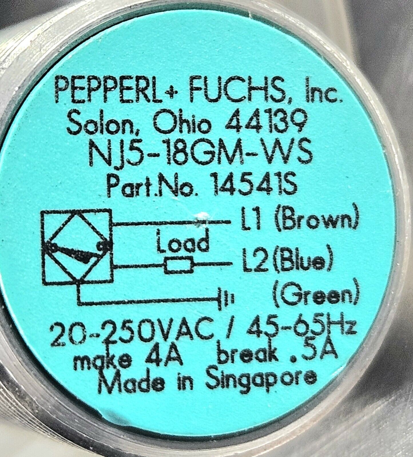 PEPPERL & FUCHS NJ5-18GM-WS PROXIMITY SWITCH.                           Loc5D-17