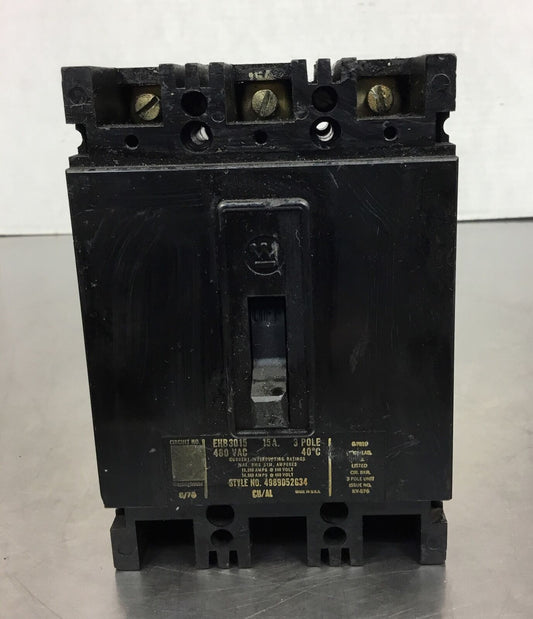 Westinghouse EHB3015 15-Amp 3-Pole EHB Circuit Breaker 15A 3P 480V    4C