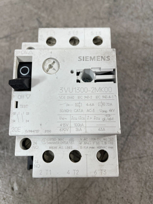 Siemens 3VU1300-2MK00  4-6Amp Motor Circuit Breaker Protector Starter @2D