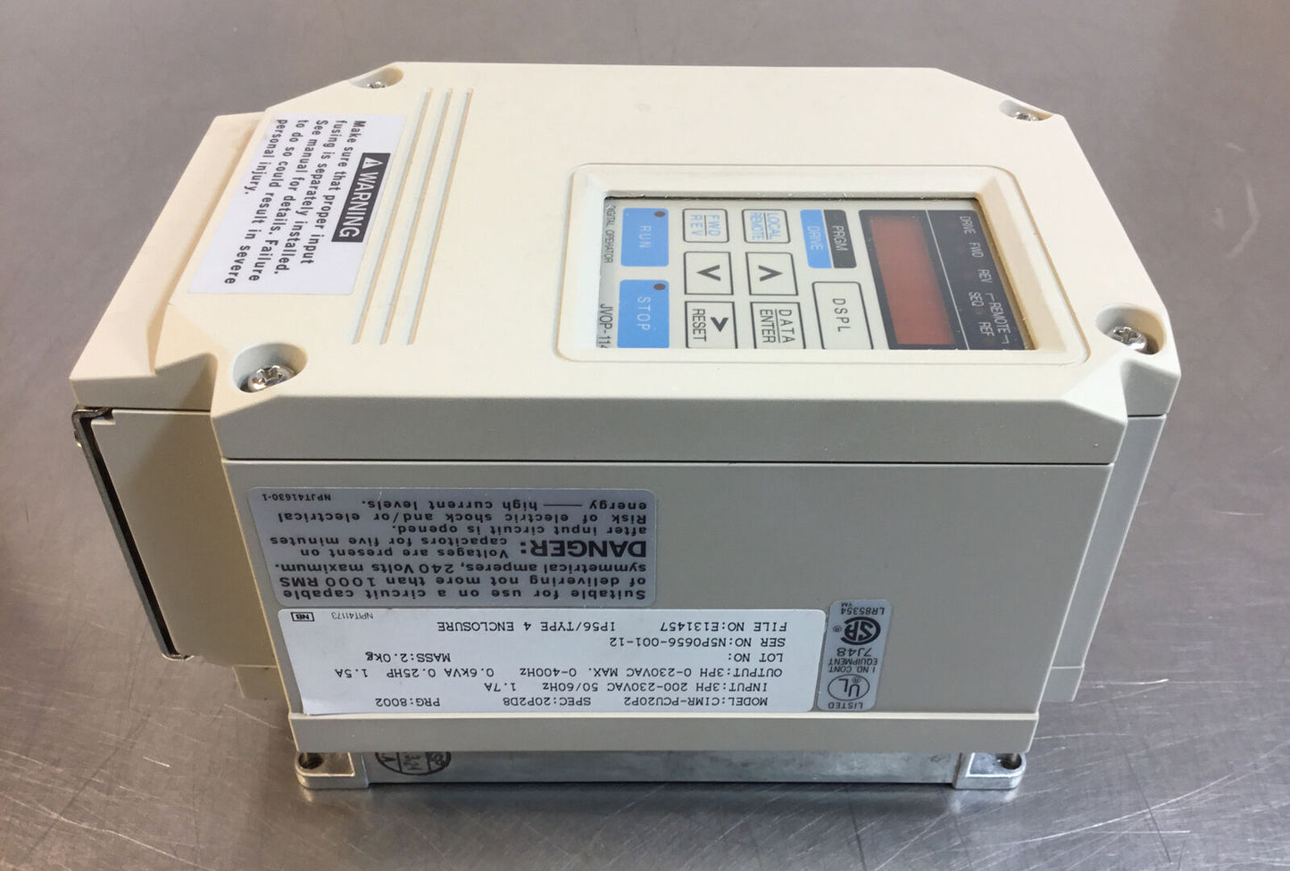 YASKAWA ELECTRIC  CIMR-PCU20P2  Drive 0.25HP 0-230VAC 1.5A 0-400Hz   1C