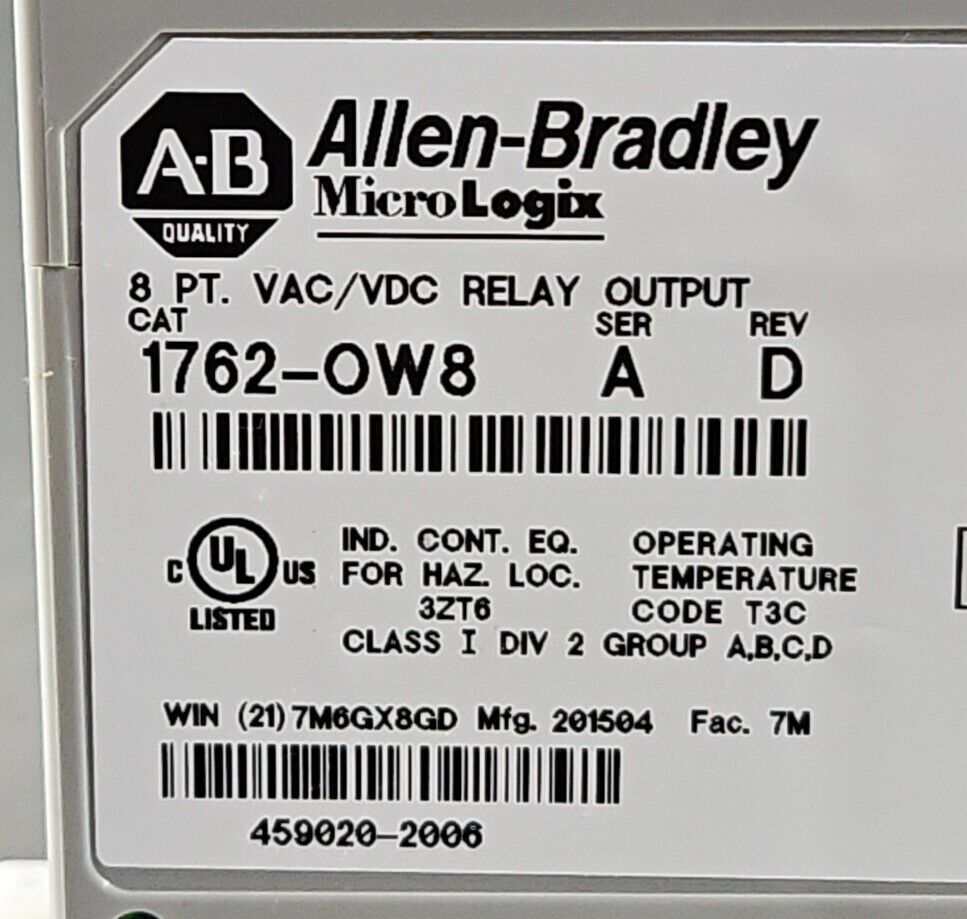 Allen-Bradley 1762-OW8 Ser A. PLC Output Module.                           3B-20