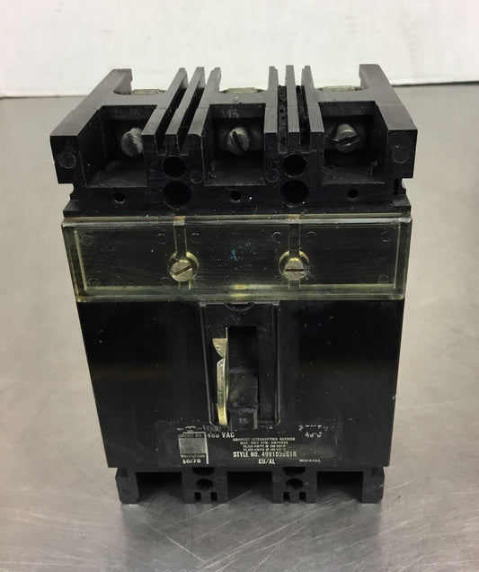 WESTINGHOUSE EHB3015S 15A 3 POLE CIRCUIT BREAKER 480 VAC    4C