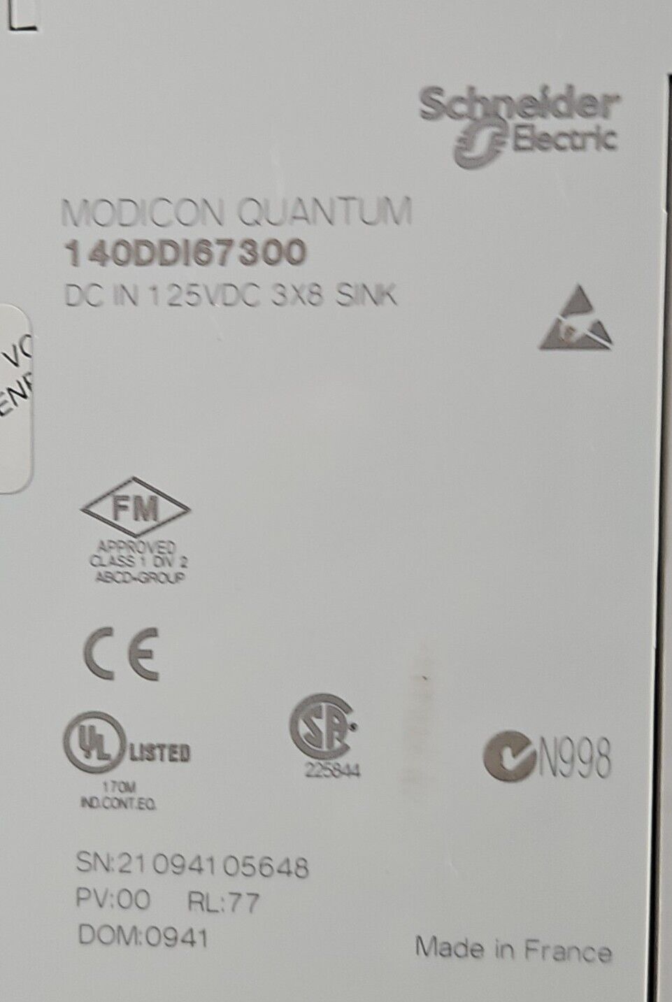 Schneider 140DDI67300 125 VC IN TSX Quantum Module                      Loc3A-31