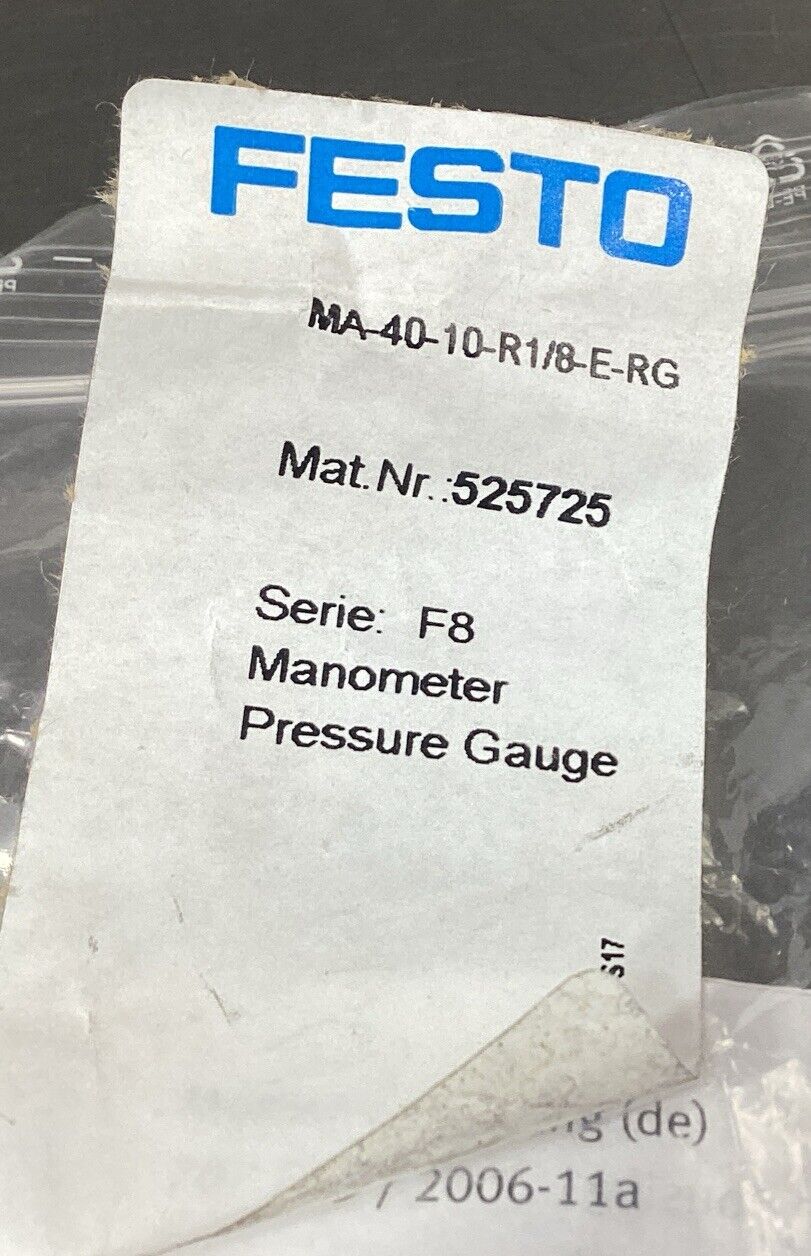 Festo  MA-40-10-R1/8-E-RG  Manometer Pressure Gauge 525725       6D-11