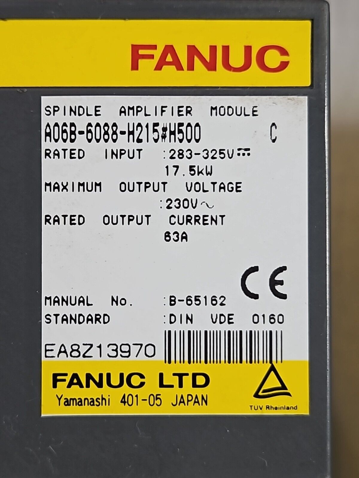 Fanuc A06B-6088-H215#H500 Ser. C 17.5kW Spindle Amplifier Module          Loc 1F